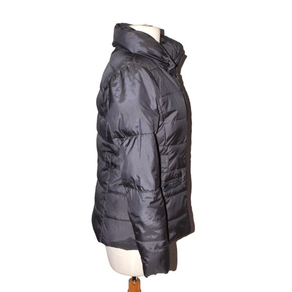 New York & Company Winter Jacket Gray Zip Front Pillow Collar No Belt - Picture 2 of 9